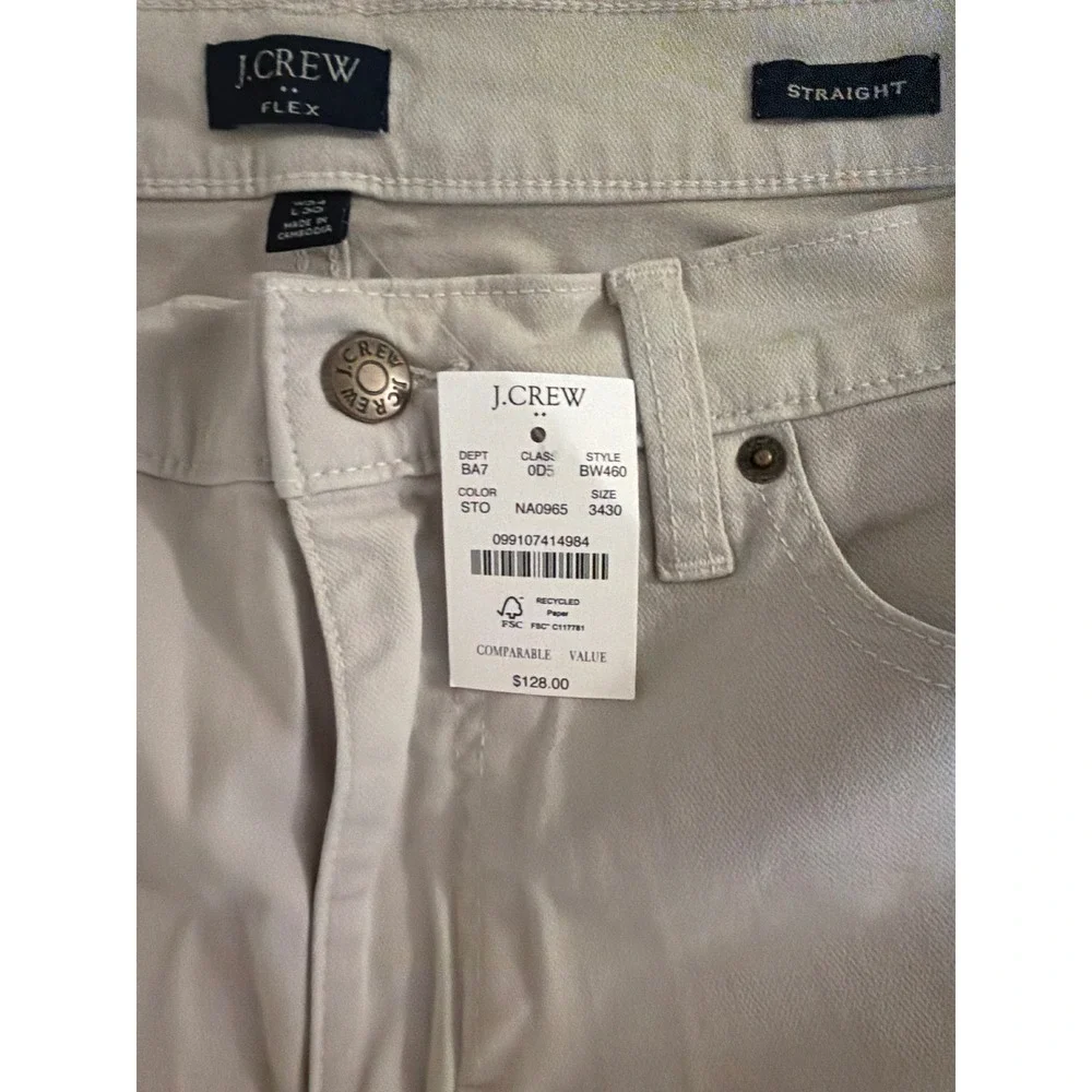 J.Crew Pants Mens 34x30 Straight Fit Stone Garment Dye Flex BW460 NEW